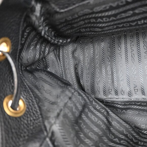 PRADA Logo Tessuto Shoulder Hand Bag Leather Black GHW 76EF401 - Picture 14 of 16